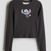 Лонгслів h&m чорний з принтом стіч