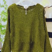 Оливково-зелений ажурний реглан, розмір-L/XL