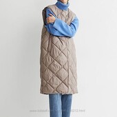 Стеганий довгий жилет h&m